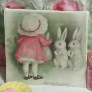 Bunny Girl Miniature Dollhouse Canvas Picture-1:12 scale image 3
