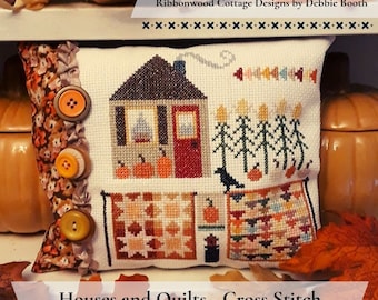 Cross Stitch Series - Houses and Quilts  Pumpkins, Corn and Flying Geese - PDF Download pattern