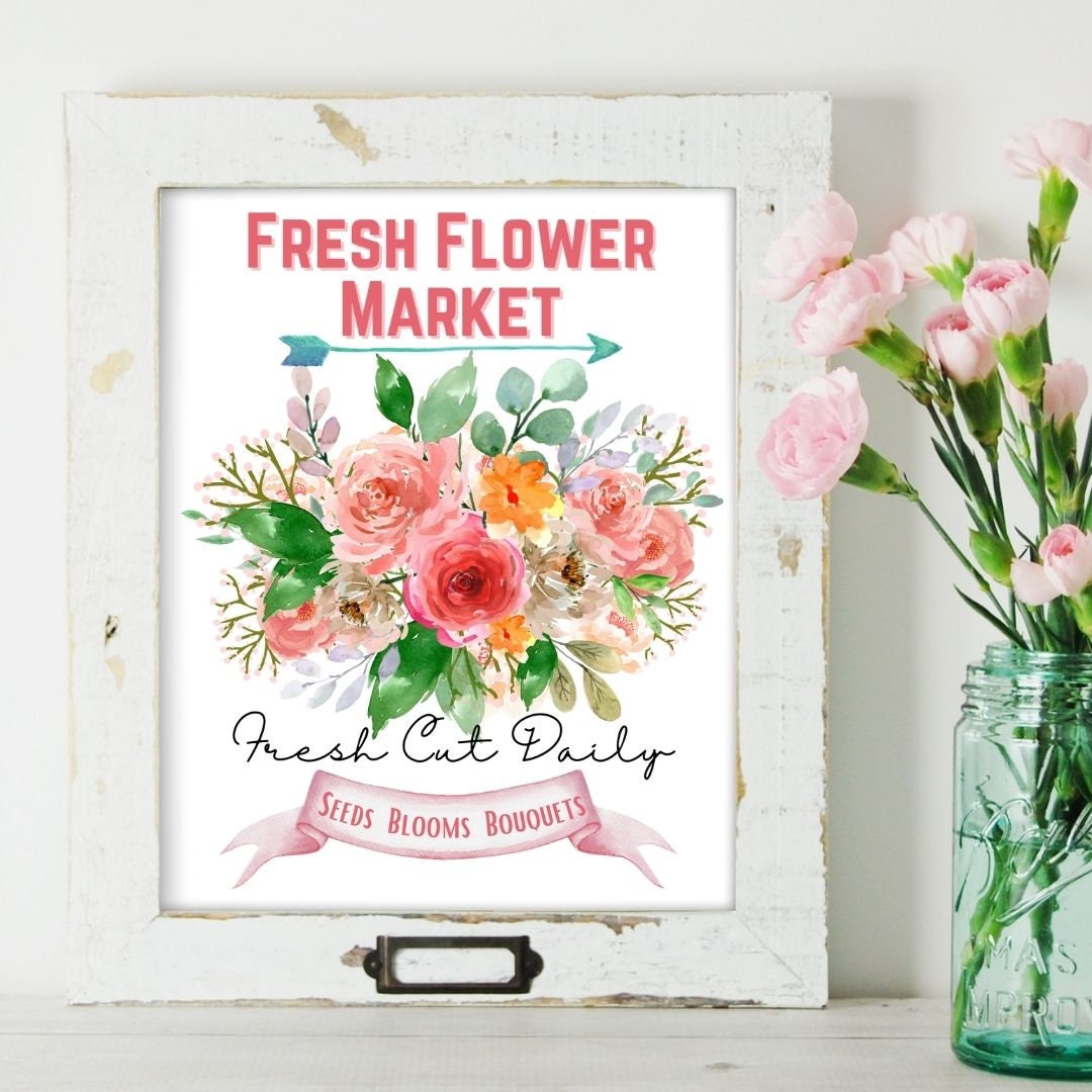 Fresh Flower Market Digital Art Print - Etsy