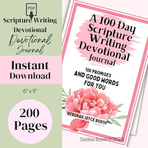 Scripture Writing Devotional Journal 100 Days of Bible Promises and Good Words | Immediate Download | Scripture Writing Plan