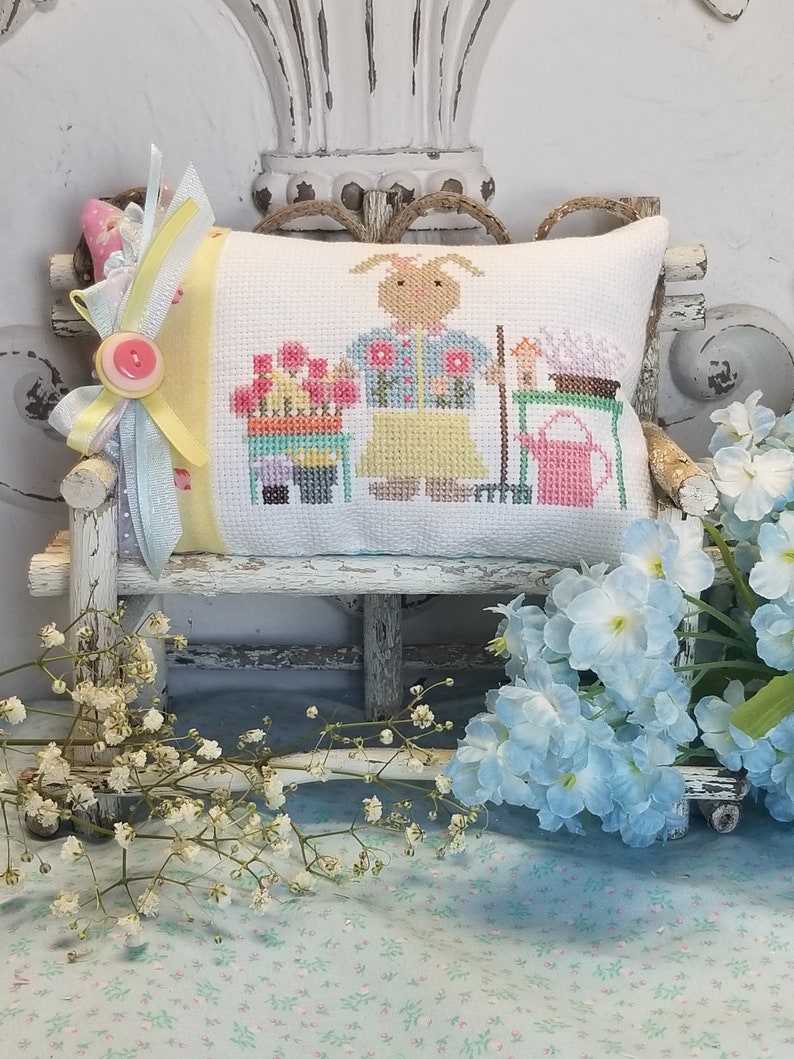 Cross Stitch Pattern Spring Bunny Flowers PDF Digital Download - Etsy