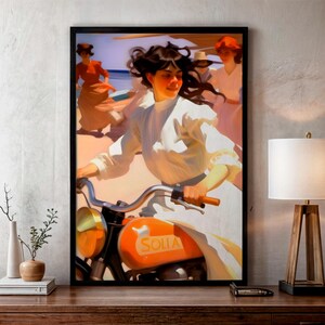 Grabado motocicleta, arte motos vintage, arte vintage, cartel moto, poster de moto,  arte de pared, descarga digital, home decor.