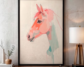 Pferdedruck, Pferdeaquarell, Pferdekunst, Pferdeposter, Pferdeportraitposter, Wandkunst, digitaler Download, Wohndekor, Aquarelle