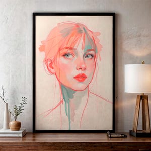 Grabado, moderno, acuarelas, arte acuarelas , arte retrato, cartel acuarelas, poster retrato,  arte de pared, descarga digital, home decor.