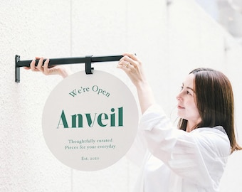 Round metal hanging sign| Double sided sign | Blade sign custom | Business shop sign | Cafe logo sign | Metal Sign