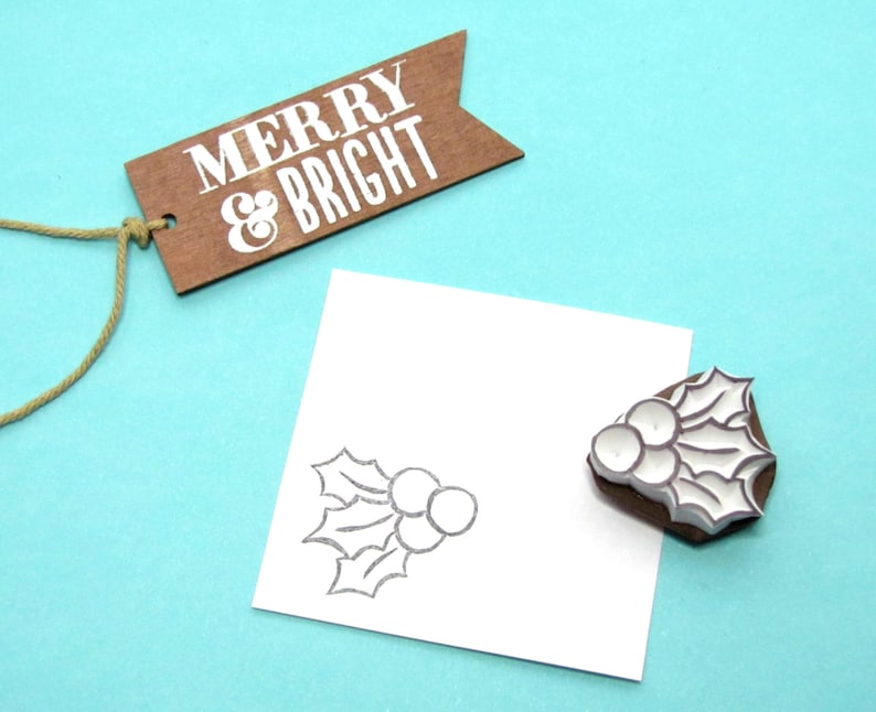 Holly Leaf and Berries stamp 1 christmas holiday accent stamp