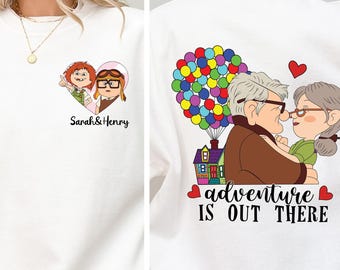 Disney Up Carl and Ellie Shirt, Up Couple Sweatshirt, Wedding Anniversary Tee, Valentine's Day Matching Sweater, Wife Hubby Honeymoon Gift