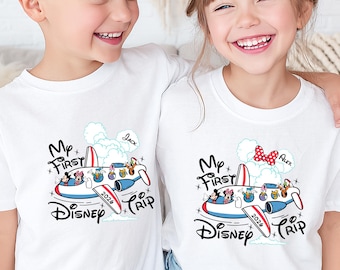 Första Disney-resan 2026-tröja, Musse Minnie Disneyland-tröja, WDW-familjematchande tröja, anpassad mus-barn-första-tröja