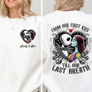 Jack and Sally Valentine Couple Shirt, Nightmare Before Valentines Day Tee, Custom Jack Sally Matching Sweatshirt, Disneyland Honeymoon Tee