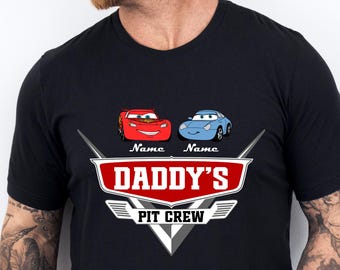 Cars Dad Shirt With Kids Names, Daddy's Pit Crew Tee, New Dad Gift, McQueen Dad and Son Tees, Fathers Day Tees