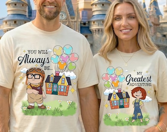 Magliette di Carl ed Ellie del film Up, maglietta coordinata per coppie Disney, felpa per la luna di miele a Disneyland, regalo per lui e per lei