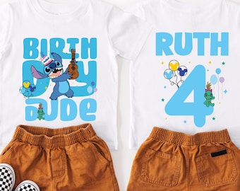 Camiseta de Stitch para cumpleaños, camiseta de Disney para cumpleaños de niño, regalo de Stitch, sudadera personalizada para fiesta de Stitch, camisetas para el viaje de cumpleaños de Lilo y Stitch
