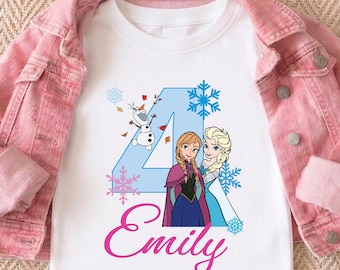 Koszulka urodzinowa Elsy Anny z Krainy Lodu, koszulka urodzinowa Disneya Olafa, bluza urodzinowa dla dziewczynki z księżniczką, spersonalizowany prezent na przyjęcie z Krainy Lodu