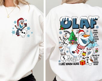 Maglietta natalizia Frozen Olaf, felpa natalizia Disney, regalo per la festa di Natale a tema pupazzo di neve, felpa invernale Olaf, girocollo Disneyland Trip