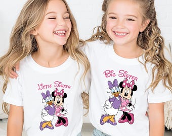 Maglietta Minnie Daisy Sisters, maglietta coordinata Disney sorella maggiore e sorella minore, felpa famiglia Topolino, regalo Minnie Siblings, maglietta Disneyland per bambine