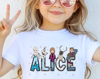 Camiseta con nombre de Frozen, sudadera personalizada de la princesa Elsa y Anna, camiseta de las Hermanas Disney, camisetas de regalo para niños de Olaf, suéter para viaje a Disneyland para niños pequeños