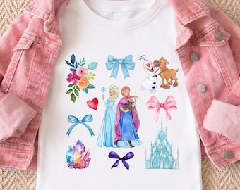 Princess Elsa And Anna Shirt, Disney Frozen Olaf Tee, Magical Castle Kids Trip Sweatshirt, Disneyland Coquette Girls Tees