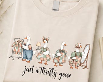 Just A Thrifty Goose Shirt, Grandma Goose Sweatshirt, Funny Nana Tee, Coquette Saving Money Crewneck, Patchwork Goose Sweater, Mother's Day