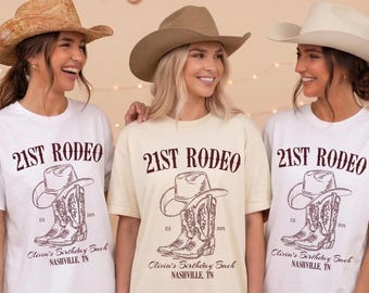 Western Birthday Shirts, Boots Birthday Girl Tee, 21st Rodeo Birthday Party T-shirt, Custom Country Birthday Tees