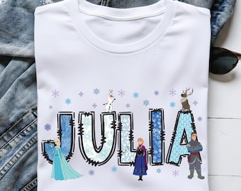 Camiseta de Frozen, sudadera personalizada de la princesa Elsa y Anna, camiseta de las Hermanas Disney, camisetas con nombre de Olaf para niños, suéter para viaje familiar a Disneyland
