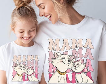 Camiseta mini de mamá de Los Aristogatos, camiseta de mamá gata de Disney, sudadera de Duquesa y María, regalo para madre e hija amantes de los gatos, viaje del Día de la Madre a Disneyland