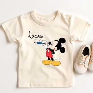 T-shirt Mickey personnalisé, t-shirt prénom enfant Disney, sweat-shirt assorti famille souris, t-shirts fête Mickey, col rond anniversaire bambin Disneyland