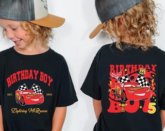 McQueen-verjaardagsshirt, Cars-feestje T-shirt, Pixar Pit Crew-sweater, Lightning Party-cadeau, racewagenverjaardagsreis, Disney-peuter-T-shirt