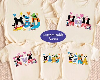 Shirt Disney-familie, T-shirt aangepaste naam Mickey, sweatshirt Disneyland Trip, WDW Vacation-T-shirts, Disneyworld-verjaardagscadeau voor kinderen