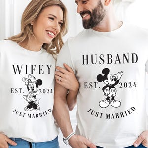 Camiseta &quot;Esposa y Esposo&quot; de Disney, camiseta &quot;Fiesta de Boda de Mickey&quot;, sudadera &quot;Recién Casados&quot; de Minnie, camisetas &quot;Vacaciones de Luna de Miel en Disneyland&quot;, camiseta &quot;Esposa y Esposo&quot;