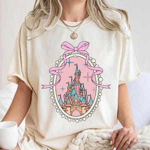 Coquette Disney Castle Tee, Pink Bow Magical Castle T-shirt, Magic Kingdom Sweatshirt, Disneyland Girls Trip Tees, Princess Castle Gift