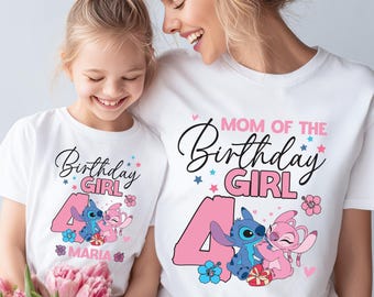 Stitch Angel Birthday Shirt, Disney Girl Birthday Tee, Custom Stitch Party Sweatshirt, Stitch Toddler Gift, WDW Birthday Family Hoodie