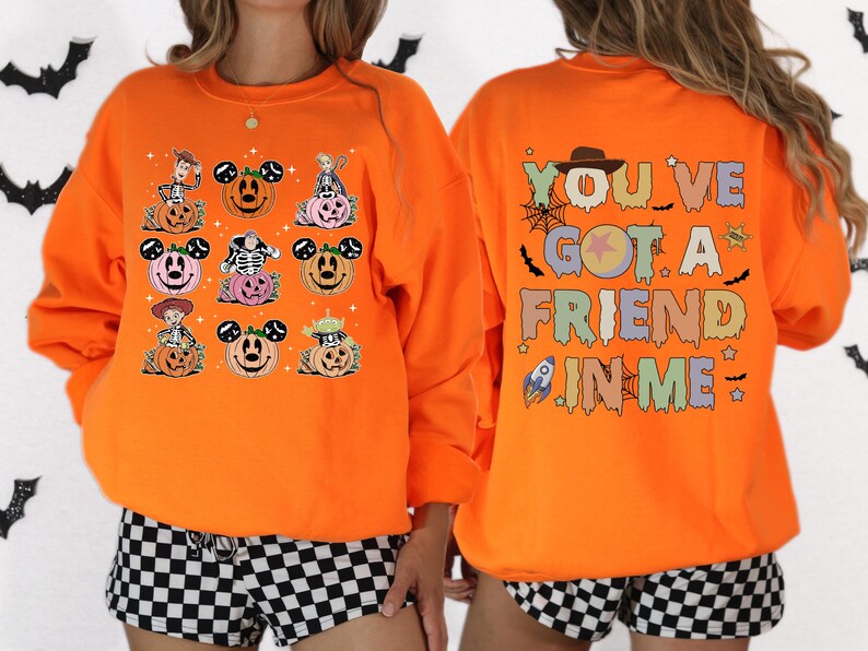 Toy Story Halloween Shirt, Disney Friends Spooky Tee, Woody and Buzz Lightyear Pumpkin Sweatshirt, Disneyland Fall Trip Hoodies.