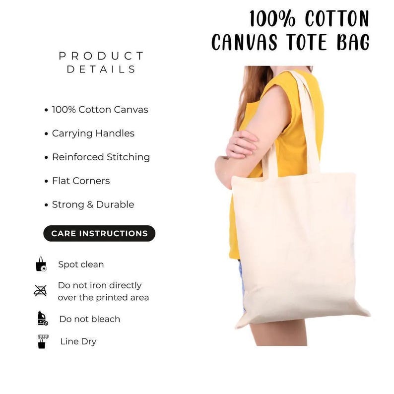 a person holding a white canvas tote bag.