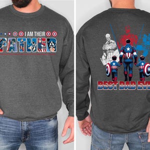 Captain America Dad Shirt, Fathers Day Gift Tee, Personalized Avengers Dad, Superhero Dad and Kids Sweatshirt, Marvel Papa Shirts
