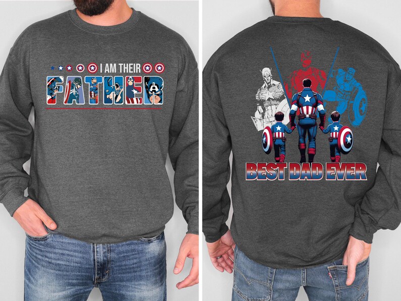 Captain America Dad Shirt, Fathers Day Gift Tee, Personalized Avengers Dad, Superhero Dad and Kids Sweatshirt, Marvel Papa Shirts