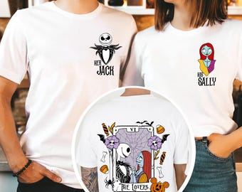Personalized Jack and Sally Couple T-shirt, Nightmare Trip Shirt, Her Jack His Sally Sweater, Disney Couples Sweatshirt