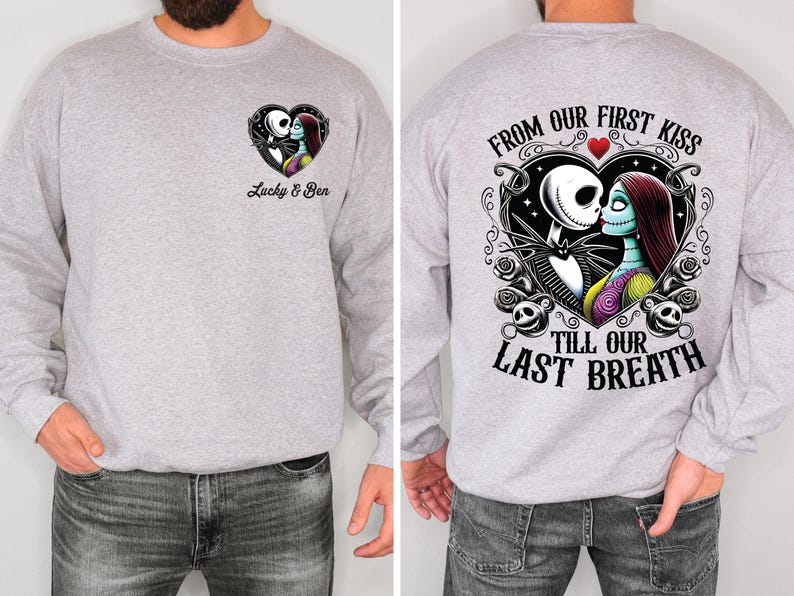 Jack and Sally Valentine Couple Shirt, Nightmare Before Valentines Day Tee, Custom Jack Sally Matching Sweatshirt, Disneyland Honeymoon Tee