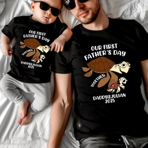 Disney 1st Father&#39;s Day Matching T-shirt, Custom Dad Son Tee, Crush and Squirt Sweatshirt, First Father&#39;s Day Gift, Turtle Dad and Me Tees