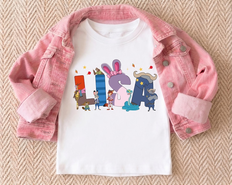 Zootopia Name Shirt, Custom Disney Family Tees, Zootopia Alphabet Tee, Judy Hopps and Nick Wilde Kids T-shirts