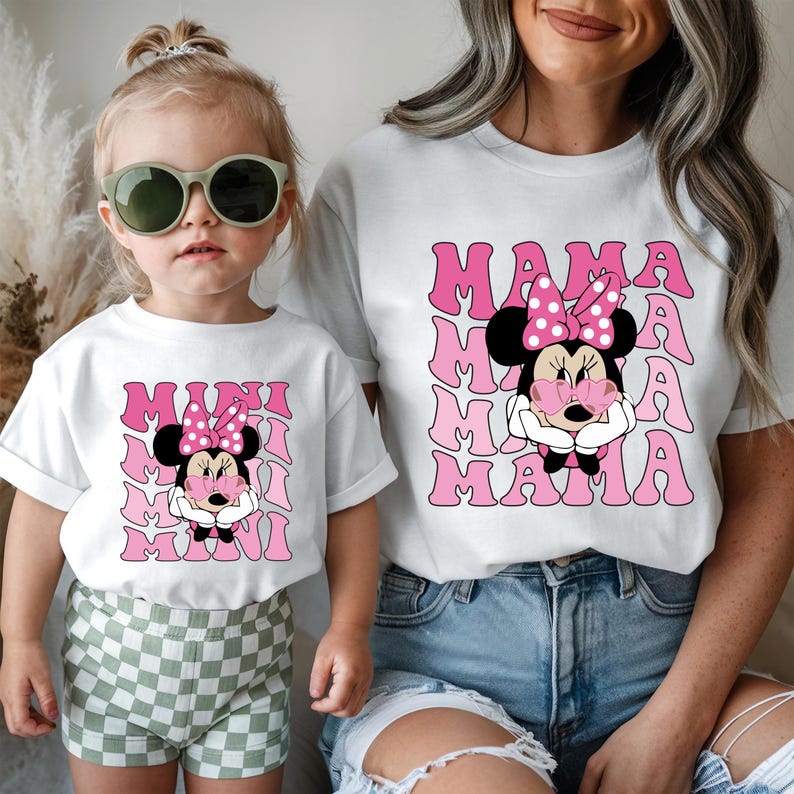 Minnie Mama Mini Shirts, Disney Mom Daughter Tee, Mouse Family Matching Sweatshirt, Mama Baby Mouse Gift, Disneyland Family Trip Sweater