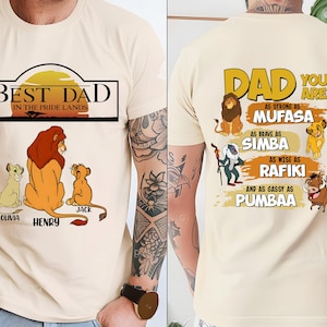 Lion King Father and Kids Shirt, Dad Tee With Child Name, Disney Father&#39;s Day Gift Gift, Daddy and Me Tees, Mufasa and Simba Family T-Shirt