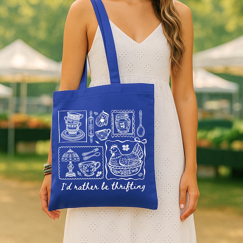 Thrifting Tote Bag, Retro Vintage Shopping Lover Bags, Boutique Thrifting Canvas Totes, Grandma Gift Tote, Mothers Day Tote
