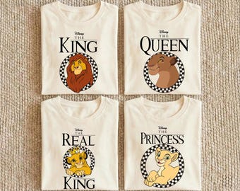 König der Löwen Familie T-Shirt, Disney Vatertag Shirts, Echter König Königin Passendes T-Shirt, Simba Vater Sohn Shirt, Mutter Tochter Geschenk