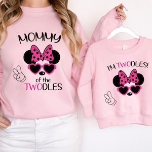 Twodles Minnie Birthday Tee, Disney 2nd Birthday Girl Gift, Twodles Mom Shirt, Minnie Party T-Shirt, Minnie Birthday Family Sweatshirt