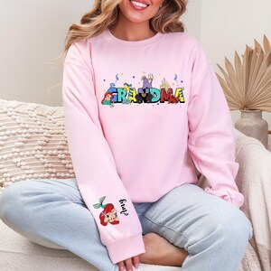 Personalized Little Mermaid Grandma Shirt, Disney Nana Sweatshirt, Princess Ariel Grandkids Names Tee, Disneyland Mothers Day Gift