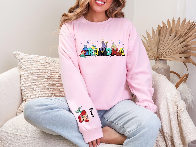 Personalized Little Mermaid Grandma Shirt, Disney Nana Sweatshirt, Princess Ariel Grandkids Names Tee, Disneyland Mothers Day Gift