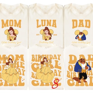 Princess Belle Birthday T-shirt, Disney Birthday Girl Tee, Belle and Beast Family Sweatshirt, Custom Belle Birthday Shirts, Belle Party Gift