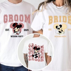 Disney Wedding Party Tee, Mickey Minnie Bride Groom T-shirt, Just Married Gift, Hubby Wifey Couple Shirts, Custom Honeymoon Sweatshirt