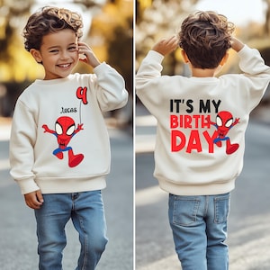 Spidey Birthday Shirt, Disney Superhero Birthday Boy Tee, Spiderman Birthday Family Sweatshirt, Custom Spider Birthday Party Hoodie