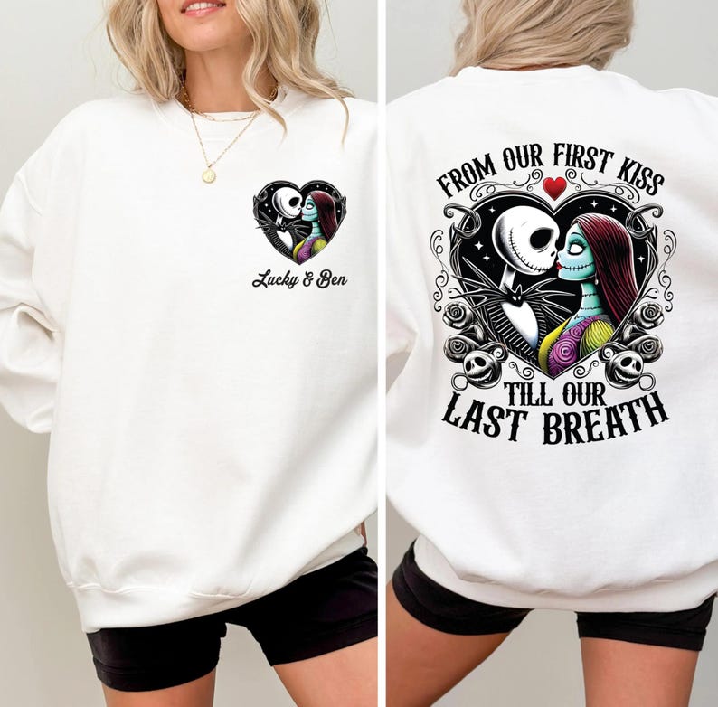 Jack and Sally Valentine Couple Shirt, Nightmare Before Valentines Day Tee, Custom Jack Sally Matching Sweatshirt, Disneyland Honeymoon Tee